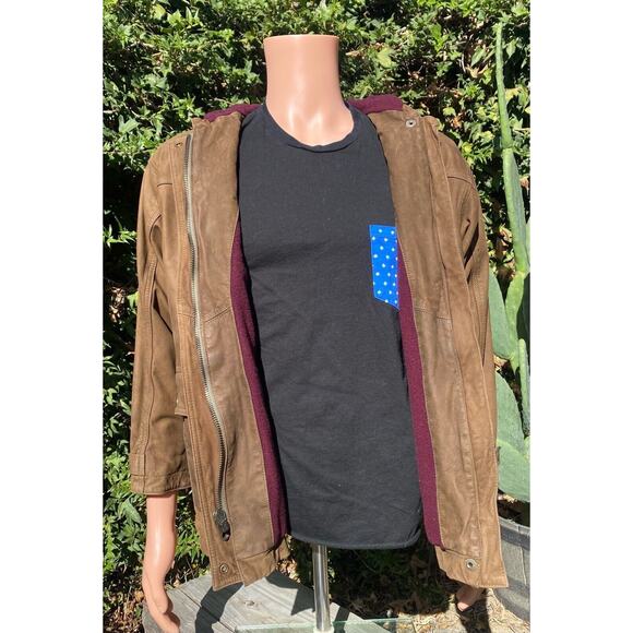 Timberland Water Resistant Leather Jacket Mens S Wool Lined Leather Jacket - Picture 9 of 11